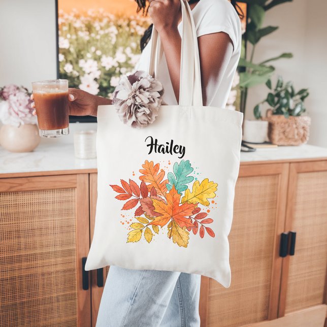 Vattenfärg Höst Shoppingväska, Anpassningsbar Höst Tygkasse (Watercolor Autumn Tote Bag, Fall Tote Bag, Halloween Tote Bag, Pumpkin Spice Tote Bag, Thanksgiving)