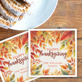 Vattenfärg Höstblad Familj Thanksgiving Pappersservett