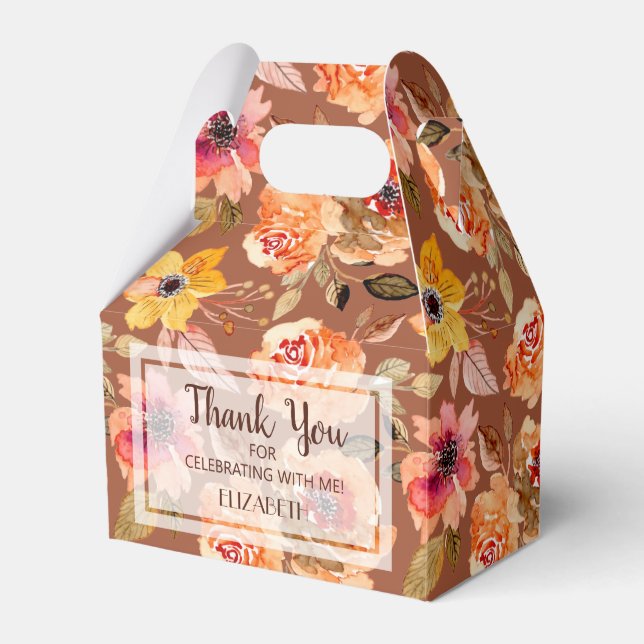 Vattenfärg Höstblommor Bröllopsdusch Presentaskar (Framsidan Sidan)