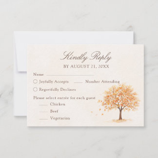 Vattenfärg Hösträd Bröllop RSVP-kort OSA Kort