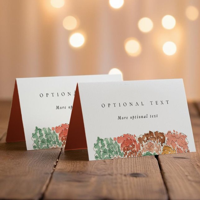 Vattenfärg Hösträd Thanksgiving Placeringskort (Watercolor Autumn Trees Thanksgiving Place Card)