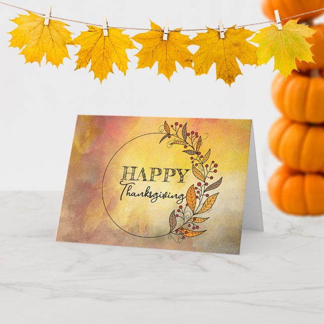 Vattenfärg Höstsling Thanksgiving Kort (Skapare uppladdad)