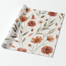 Vattenfärg Höstvildblommor Terrakotta & Salvia Presentpapper