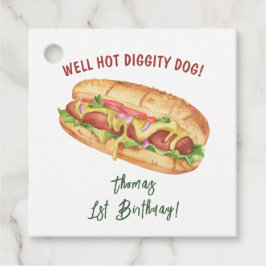 Vattenfärg Hot Dog Barnkalas Gåvor Etiketter