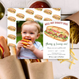 Vattenfärg Hot Dog Barnkalas Inbjudningar