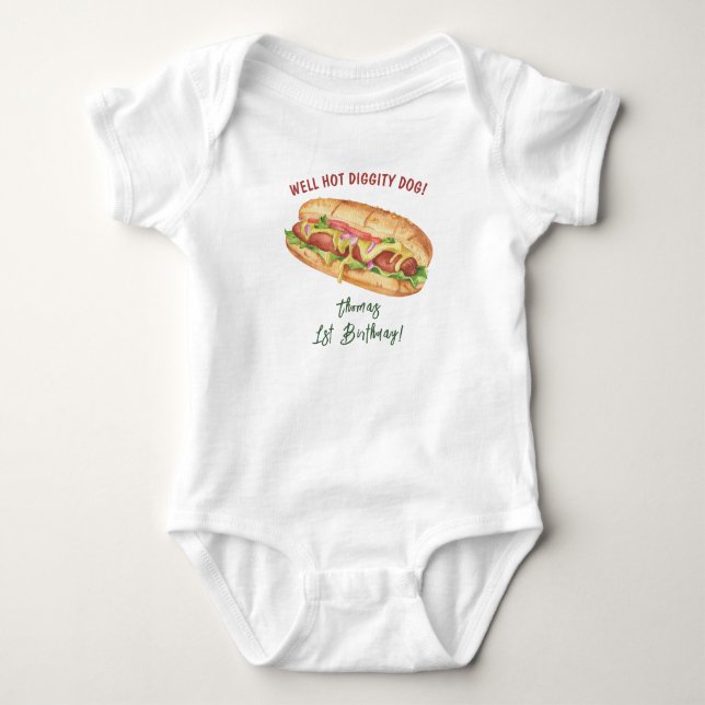 Vattenfärg Hot Dog Barnkalas T Shirt (Framsida)