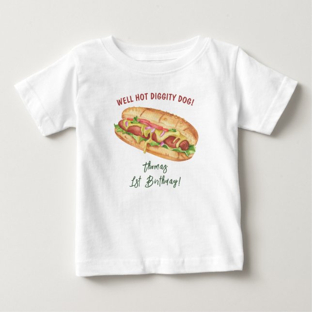 Vattenfärg Hot Dog Barnkalas T Shirt (Framsida)