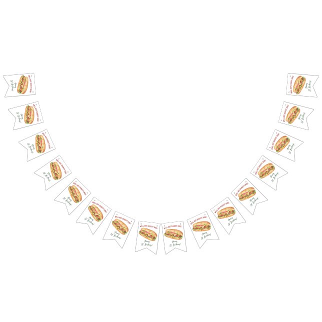 Vattenfärg Hot Dog Barnkalas Vimplar (Alla)