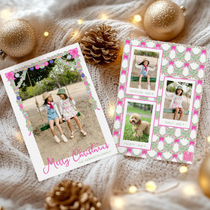 Vattenfärg Hot Pink Bågar Girlang Jul Foto Julkort
