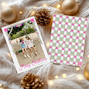 Vattenfärg Hot Pink Bågar Girlang Jul Foto Julkort