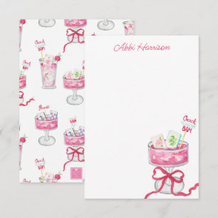 Vattenfärg Hot Pink Mahjong Drinkar Tack Kort