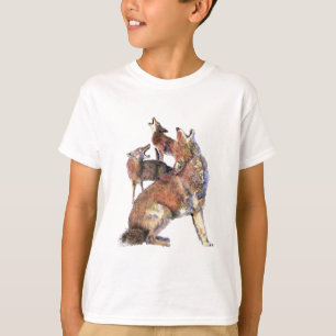 Vattenfärg Howling Coyotes Animal Nature Art T-shirt
