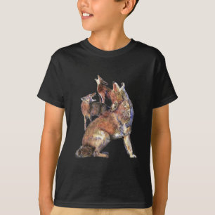 Vattenfärg Howling Coyotes Animal Nature Art Tee