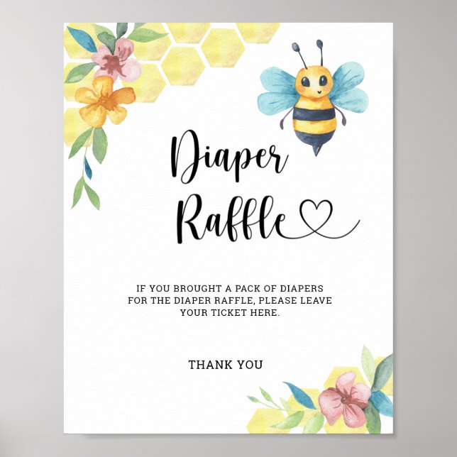 Vattenfärg Humla Bee blöja lotteri Poster (Framsidan)