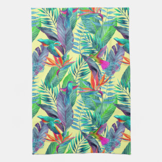 Vattenfärg Humminbirds i djungeln Kökshandduk