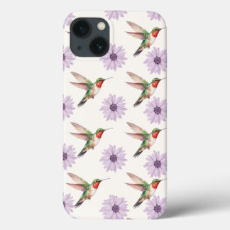 Vattenfärg Hummingbird & Lila Daisy Mönster