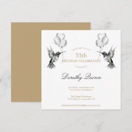 Vattenfärg Hummingbird och Ballons födelsedag Inbjudningar