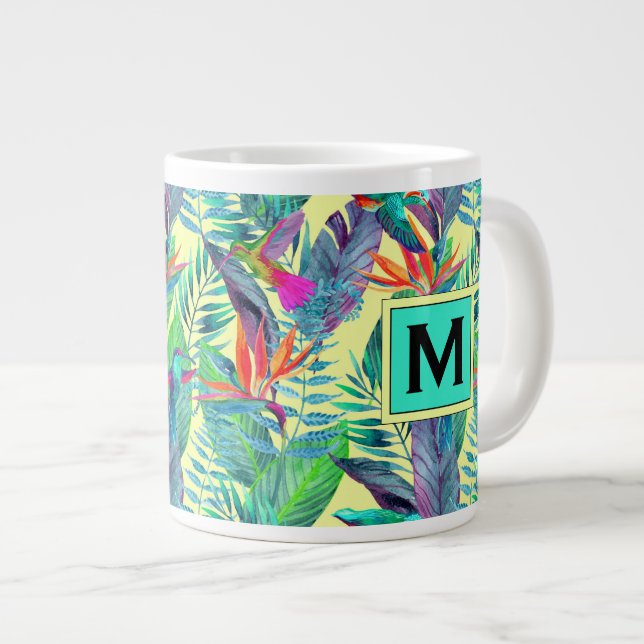 Vattenfärg Hummingfåglar| Lägg till din ursprungli Jumbo Mugg (Framsida höger)
