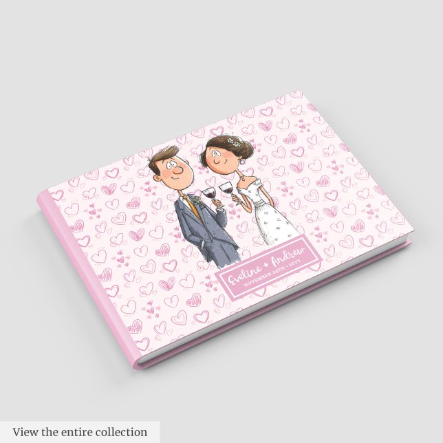 Vattenfärg Humor Bröllop par Guest bok (Watercolor Humor Wedding Couple Guest book)