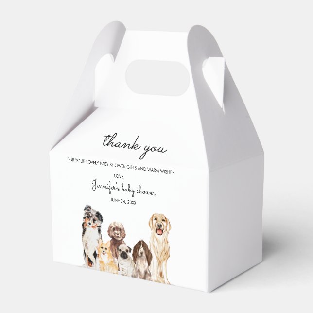 Vattenfärg Hund baby shower rolig fest Presentaskar (Framsidan Sidan)