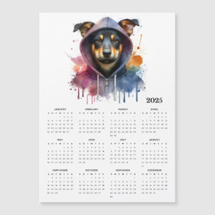 Vattenfärg Hund i Hoodie Stänk Art 2025 Calendar