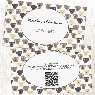 Vattenfärg Hund Pet Sitta QR-kod Visitkort