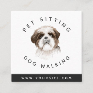 Vattenfärg Hund Pet Sitter Dog Walker Animal Care Fyrkantigt Visitkort