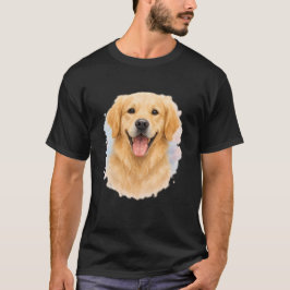 Vattenfärg Hund Porträtt T-Shirt | Golden Retrieve
