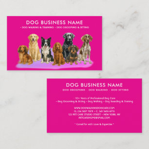 Vattenfärg Hundtrimning neonrosa Visitkort
