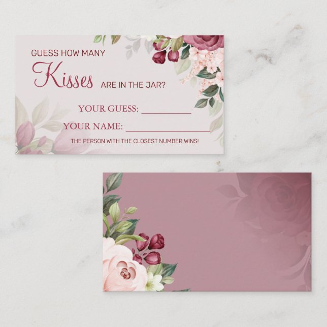 Vattenfärg Hur många kyssar Möhippa Card-spel Placeringskort (Fram/baksida)