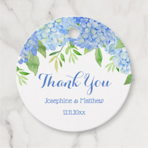 Vattenfärg Hydrangea Blue Blommigt Bröllop Gåvor Etiketter