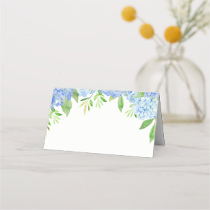 Vattenfärg Hydrangea Blue Blommigt Bröllop Placeringskort