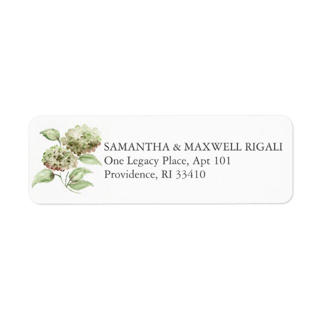 Vattenfärg Hydrangea Bröllopsreturadressetiketter Returadress Etikett (Framsidan)