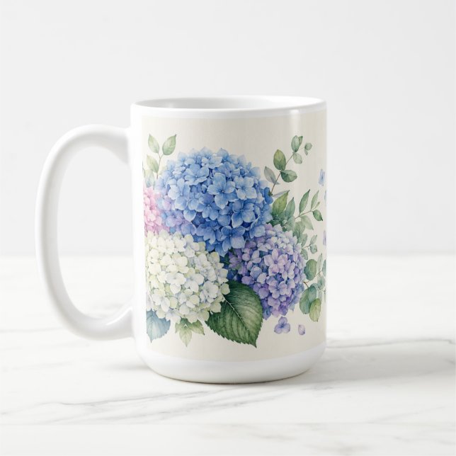 Vattenfärg Hydrangea Trädgård  Kaffemugg (Vänster)