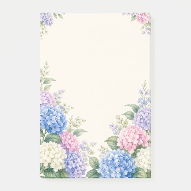Vattenfärg Hydrangea Trädgård  Post-it Block (Framsida)