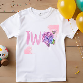 Vattenfärg hydrangea två års födelsedag t shirt