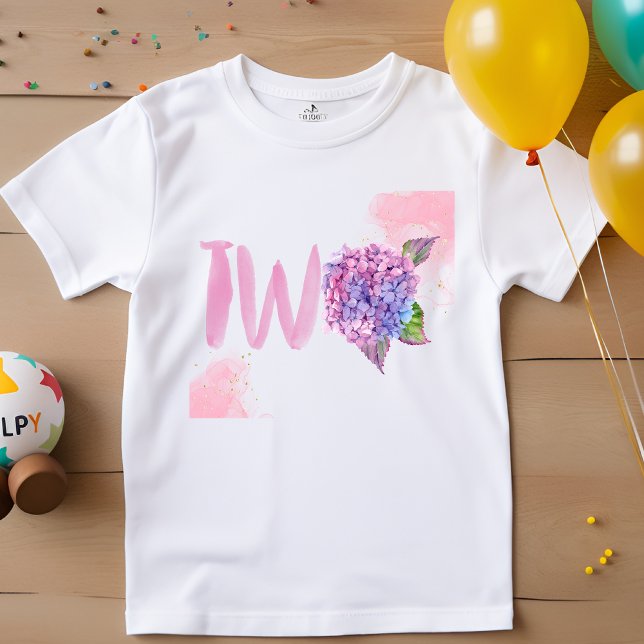 Vattenfärg hydrangea två års födelsedag t shirt (Skapare uppladdad)