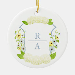 Vattenfärg Hydrangea Vapensköld Flaska Sticker Julgransprydnad Keramik