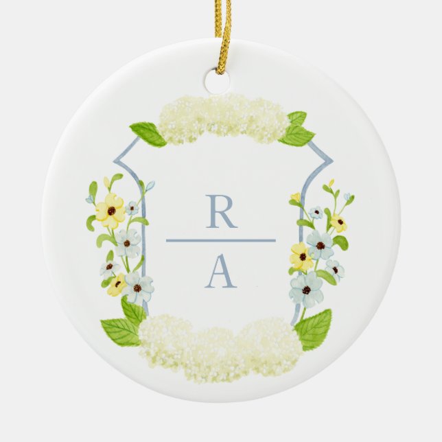 Vattenfärg Hydrangea Vapensköld Flaska Sticker Julgransprydnad Keramik (Framsidan)