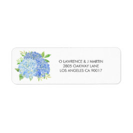 Vattenfärg Hydrangeas Blue Blommigt Bröllop Returadress Etikett