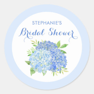 Vattenfärg Hydrangeas Blue Blommigt Möhippa Runt Klistermärke