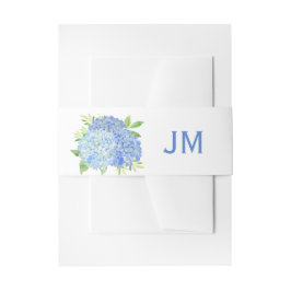 Vattenfärg Hydrangeas Blue Blommigt Monogram Bröll Band För Inbjudningskort