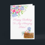 Vattenfärg Hydrangeas Grattis på födelsedagen Sist Kort<br><div class="desc">Vattenfärg i Hydrangeas,  Ro,  GReenery med ett låda-innehav i Hydrangea i vas. Ni kan lätt ändra ordalydelsen!</div>