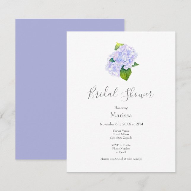Vattenfärg Hydrangeas Inbjudningar (Fram/baksida)