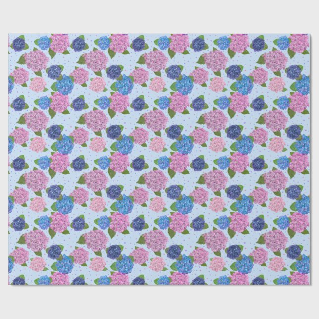 Vattenfärg Hydrangeas Inpackningspapper Presentpapper (Platt)