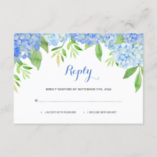 Vattenfärg Hydrangeor Blå Blommig Bröllop Svar Tilläggskort