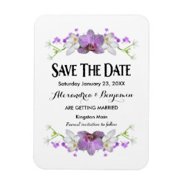 Vattenfärg i botaniskt Lila blommor Spara datum Magnet