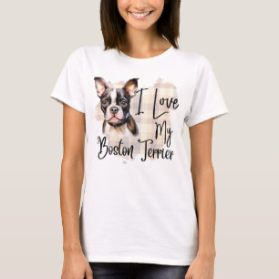 VATTENFÄRG I KÄRLEK MIN BOSTON TERRIER HUND T SHIRT