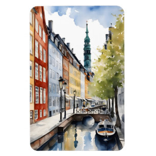 Vattenfärg i Köpenhamn Magnet