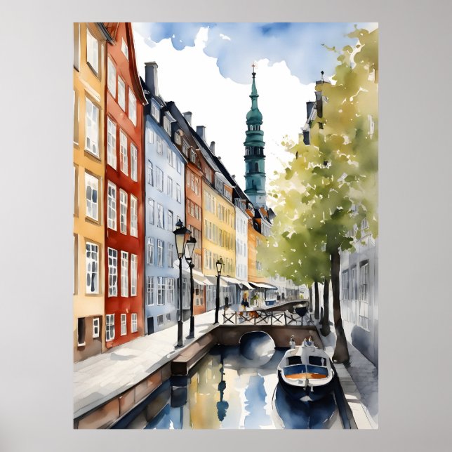 Vattenfärg i Köpenhamn Poster (Framsidan)
